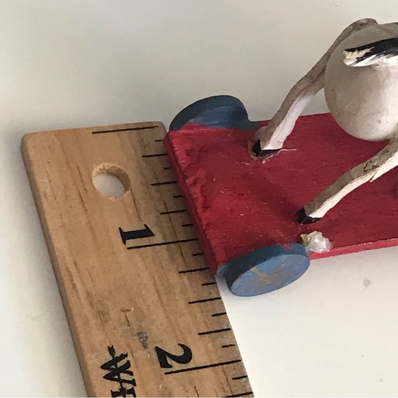 Wooden Miniature Artisan Goat on Wheels Hand Painted Christmas Ornament - VTG - Picture 12 of 13